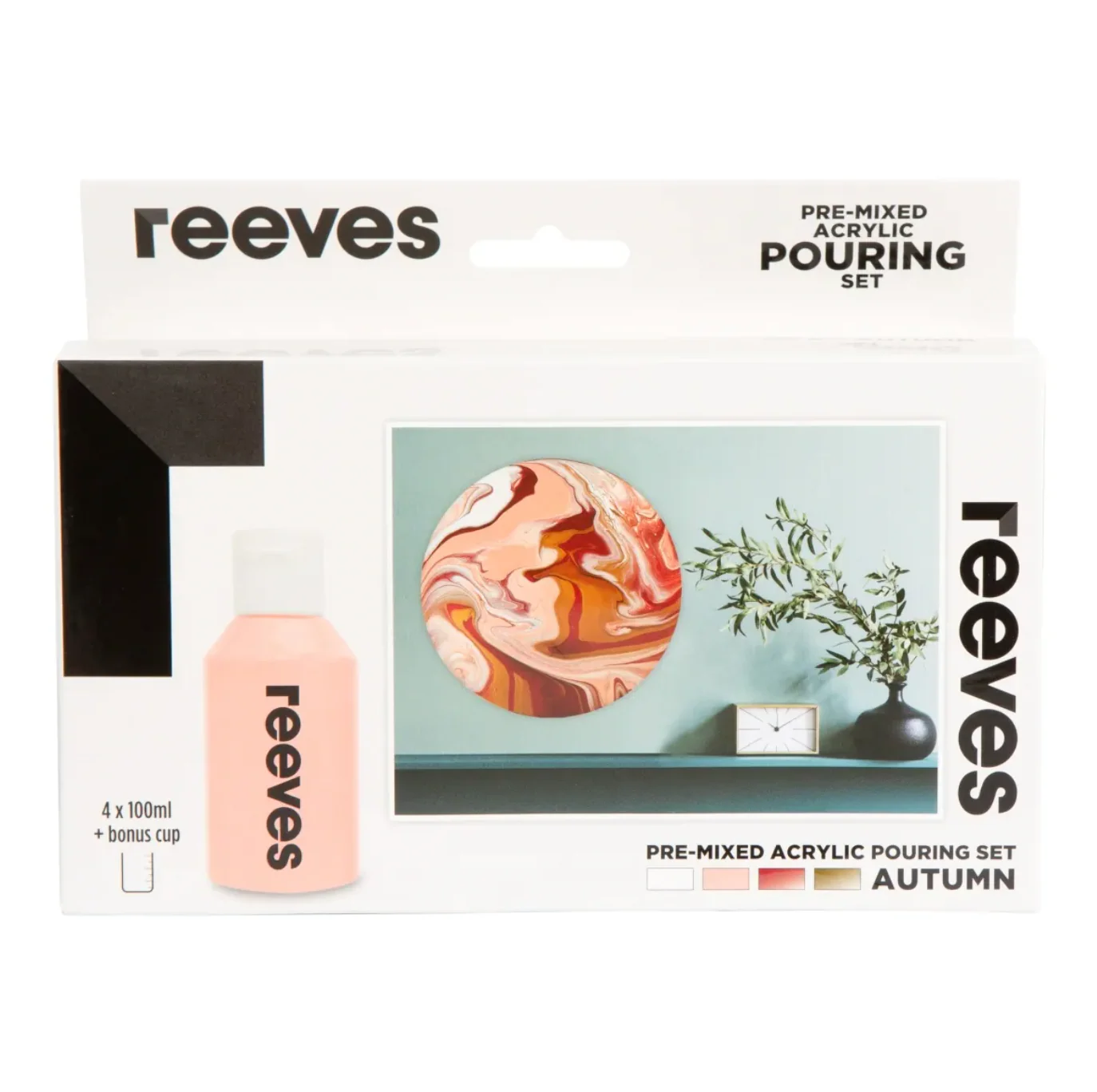 Reeves Pre Mixed Acrylic Pouring Paints Set Of 4 Autumn - Nail Gallerys