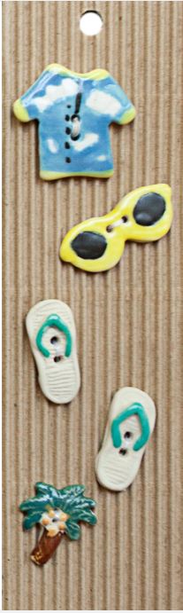 Incomparable Buttons - Assorted Beachwear - Card of 5 - Nail Gallerys