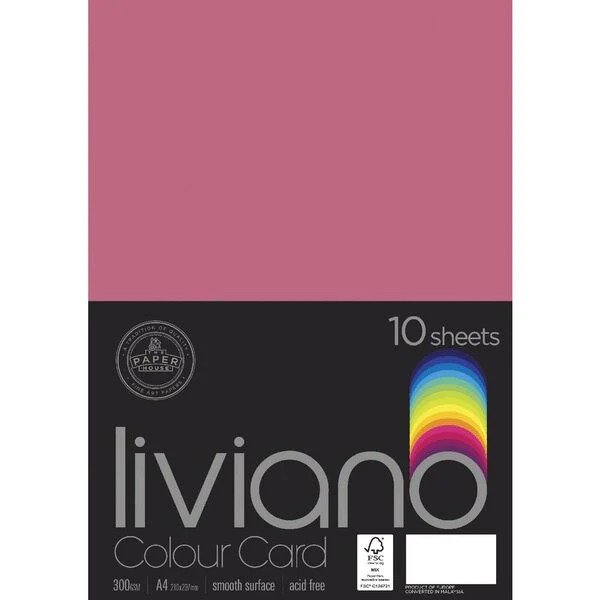 The Paper House Liviano 300gsm A4 Colour Card Pack Of 10 - Nail Gallerys