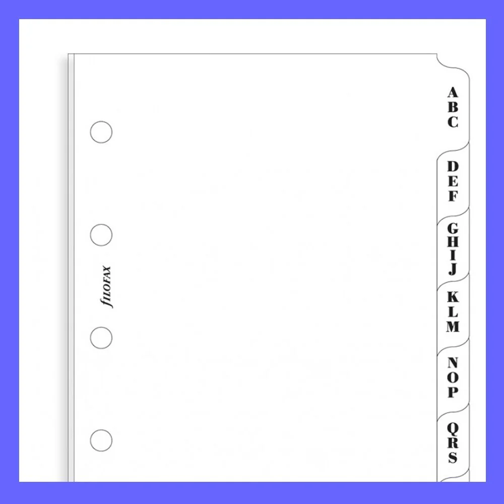 Filofax Mini Size A-z White Index Divider 67x105mm Refill Insert - Nail Gallerys