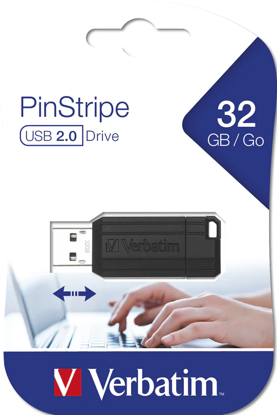 Verbatim Pinstripe USB Drive Store And Go 32GB Black - Nail Gallerys