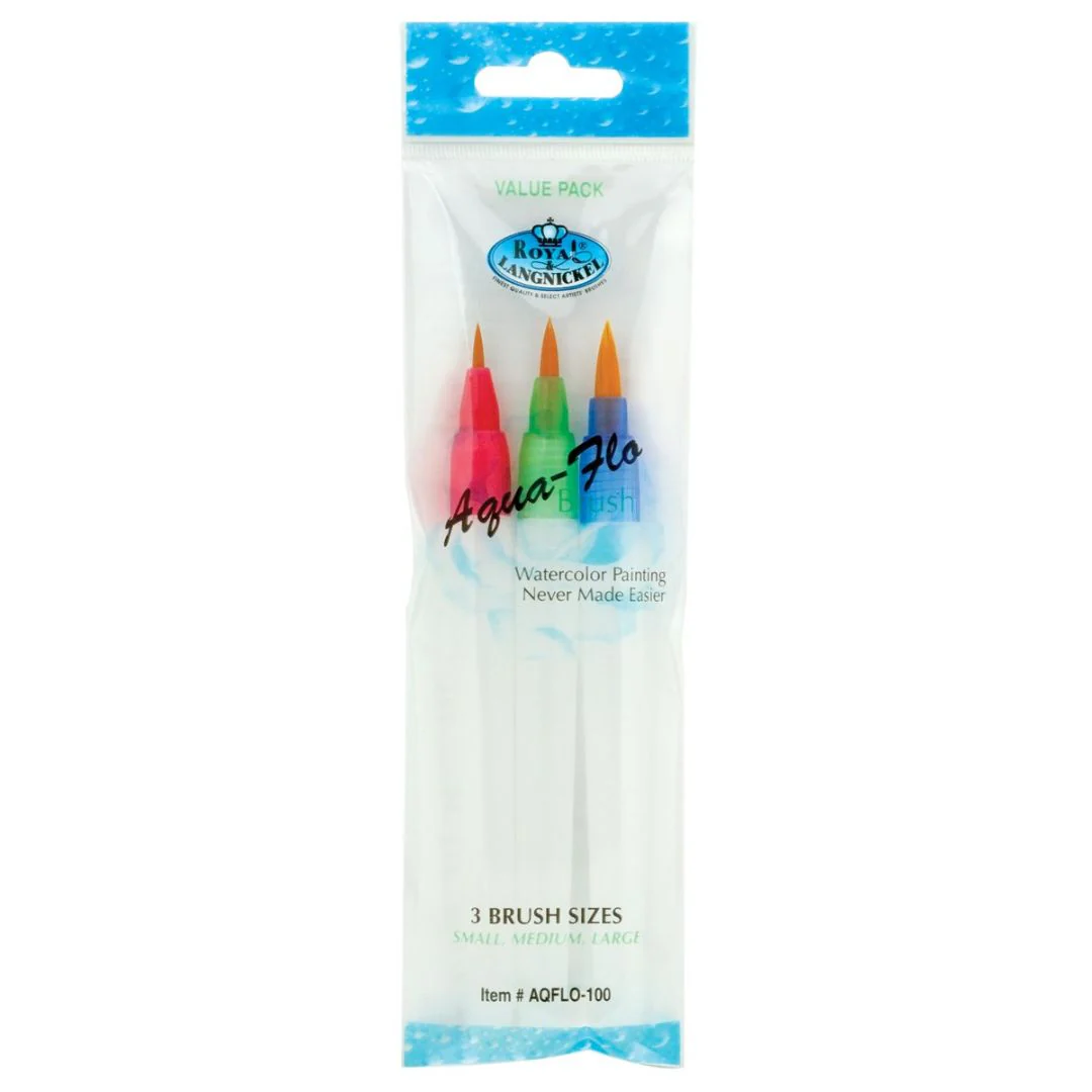 Royal Aqua Flow Watercolour Painting Brushes Assorted Sizes Pack Of 3 - Nail Gallerys