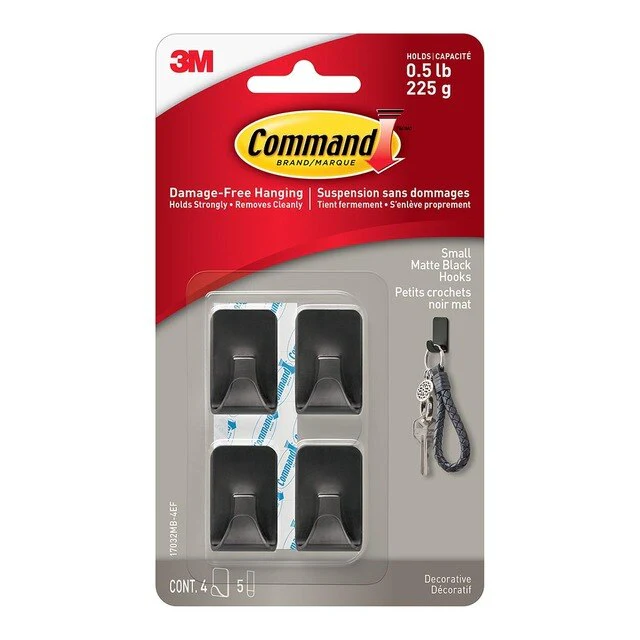 Command Hook Small Matte Black Pack Of 4 - Nail Gallerys