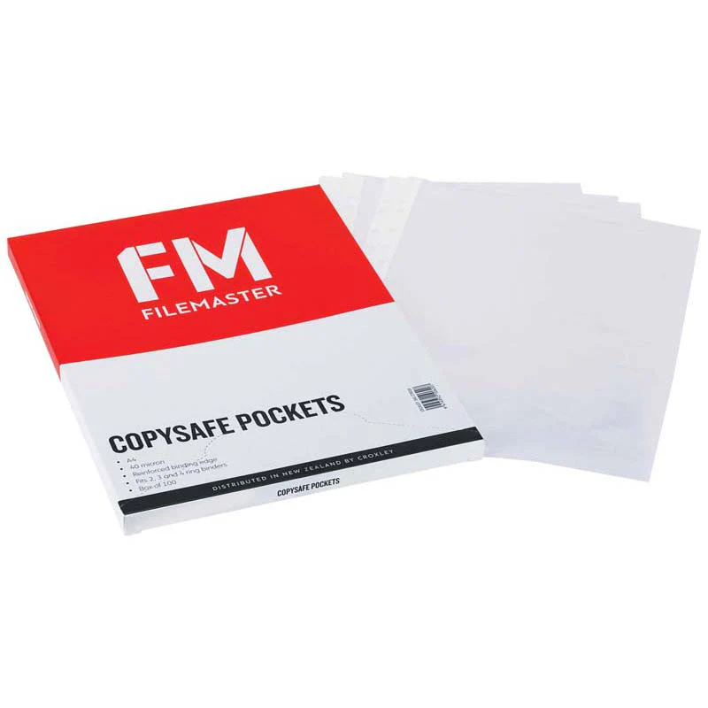 FM Pocket Copysafe Size A4 40 Micron Box 100 Clear Polypropylene - Nail Gallerys