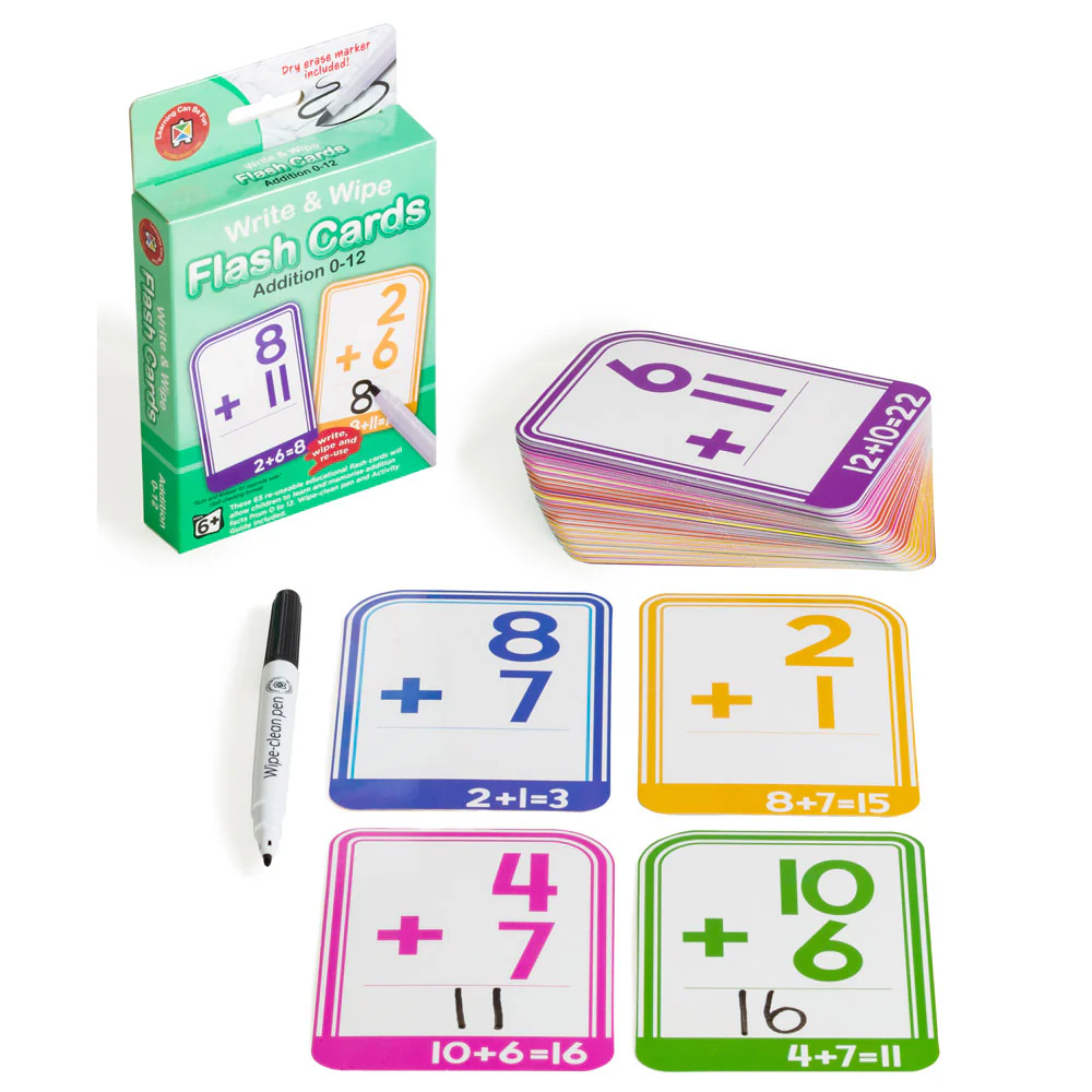 Learning Can Be Fun Write & Wipe Addition Flashcards With Marker - Nail Gallerys