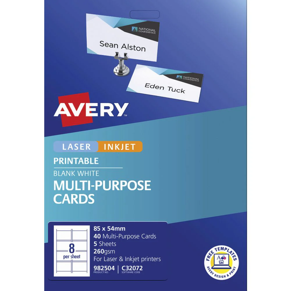 Avery Placecards 85x54mm 8up 5 Sheets Inkjet Laser - Nail Gallerys