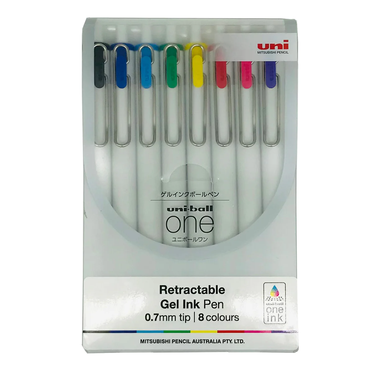 Uni One 0.7mm Gel Ink Rollerball Pens Assorted Set of 8 - Nail Gallerys