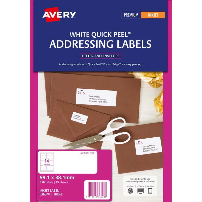 Avery Addressing Inkjet Label J8163-25 25 Sheets - Nail Gallerys