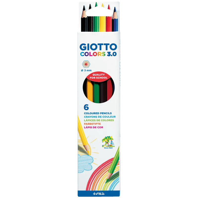 Giotto 3.0 Assorted Colouring Pencils Pack of 6 - Nail Gallerys