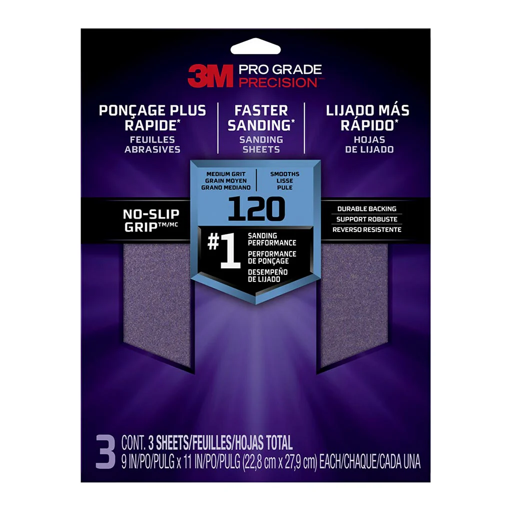 3M Pro Grade Precision 120 Grit Sanding Sheets Pack of 3 - Nail Gallerys