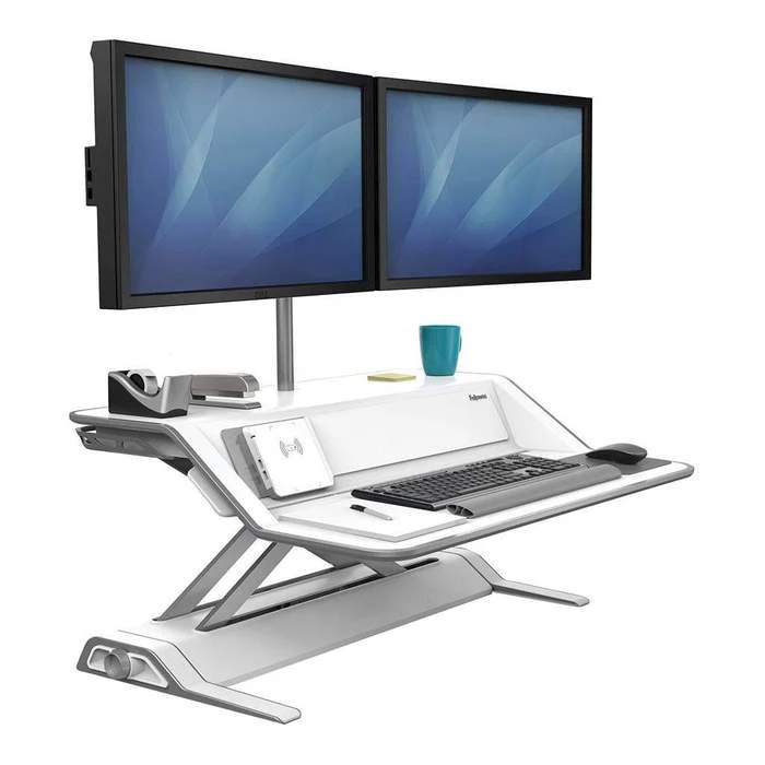 Fellowes Lotus Dx Sit Stand Workstation White - Nail Gallerys