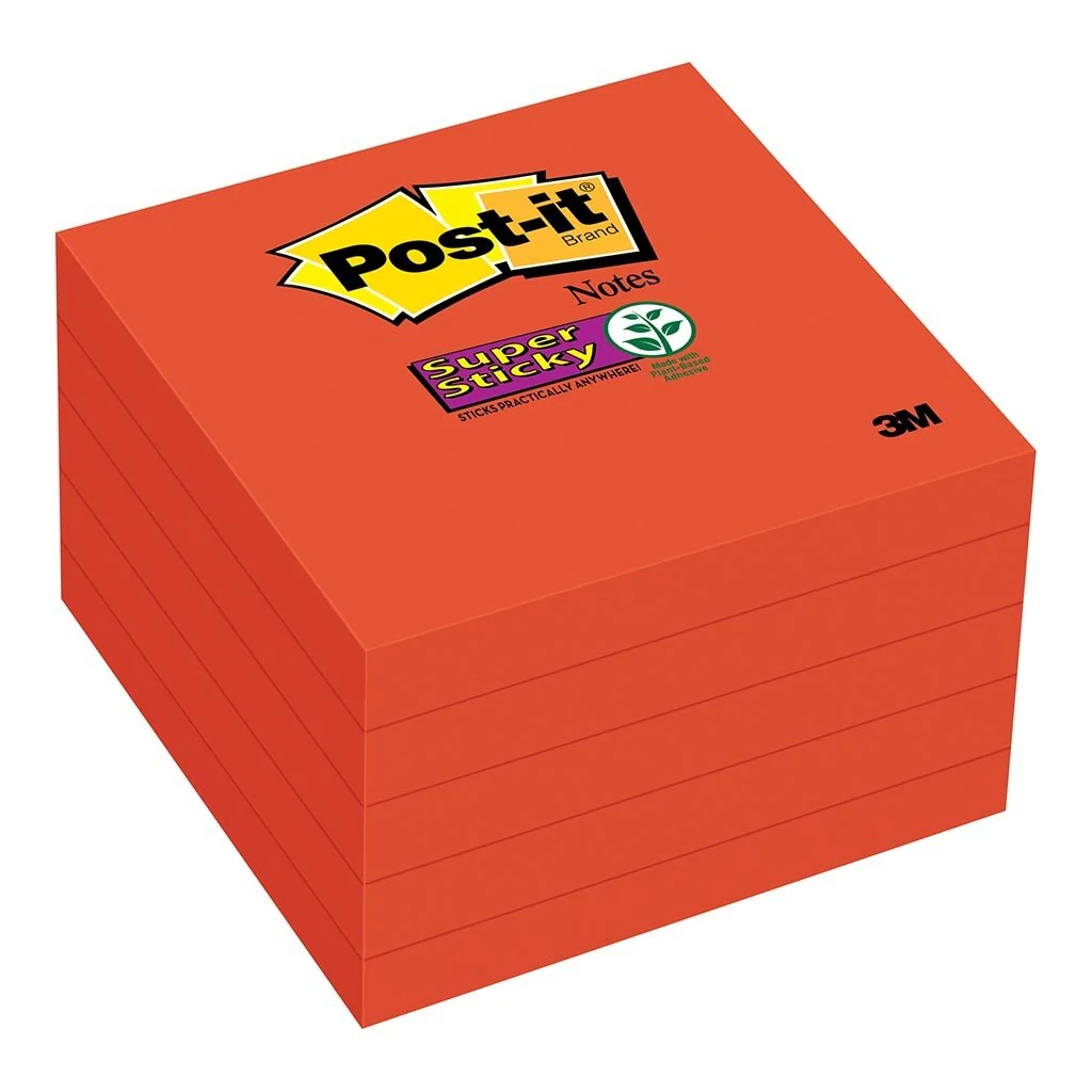 Post-it Super Sticky Notes 654-5ssrr Red 76x76mm 90 Sheet Pads Pack Of 5 - Nail Gallerys