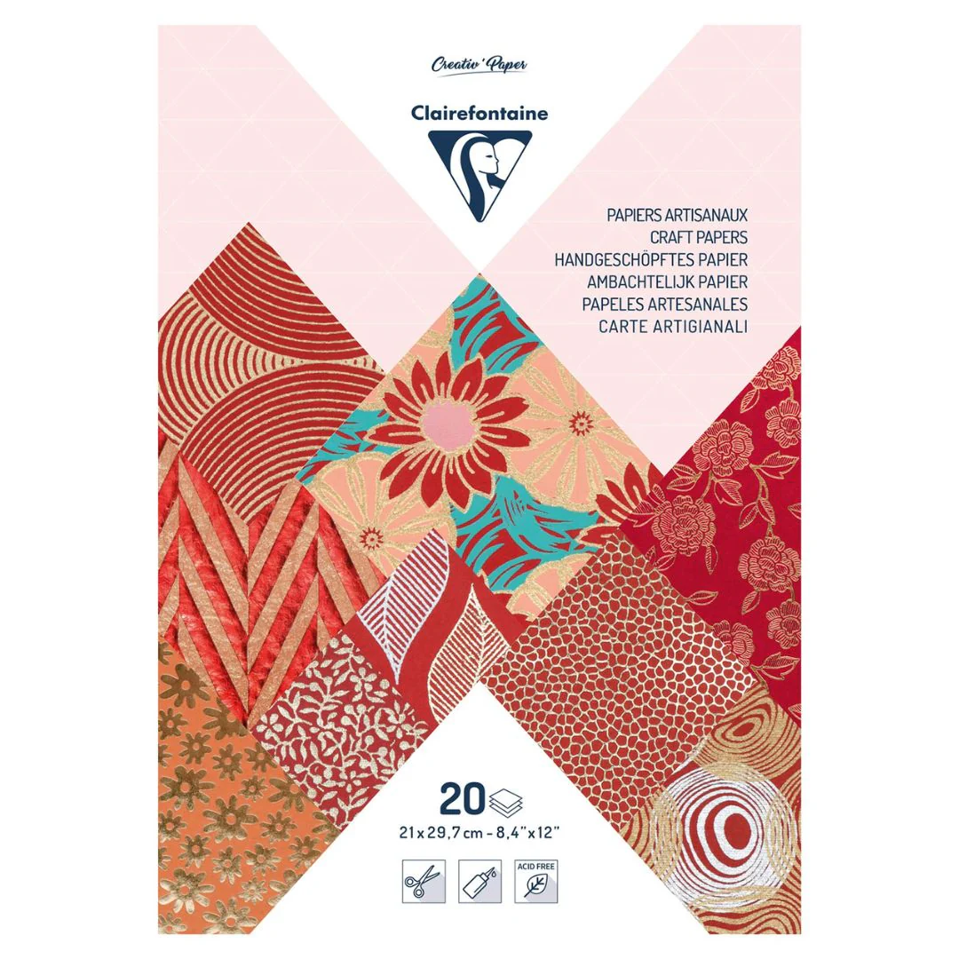 Clairefontaine Reds A4 20 Sheet 120gsm Artisian Paper Pad - Nail Gallerys