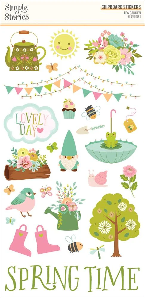 Simple Stories Tea Garden Chipboard Stickers 35 Pieces - Nail Gallerys