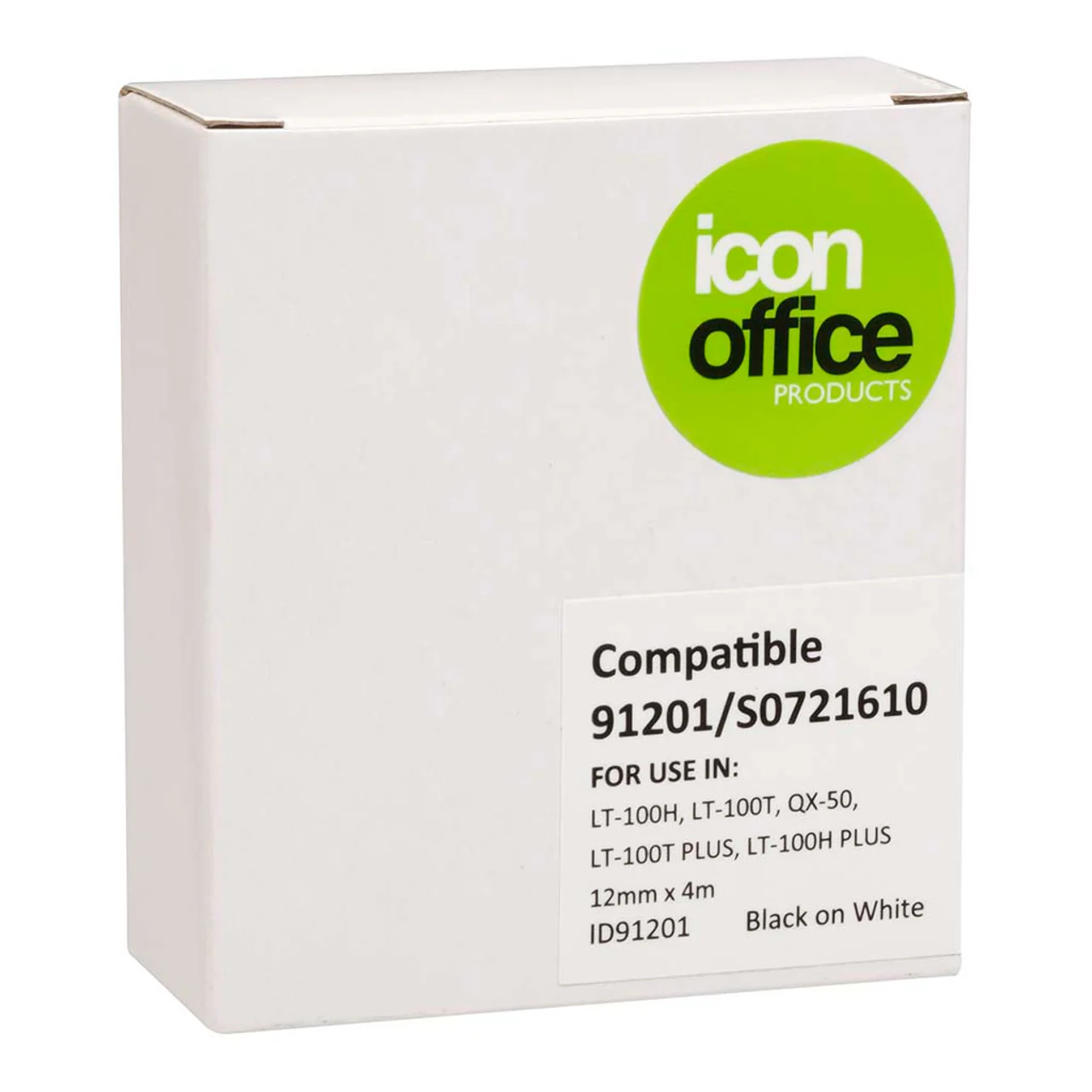 Icon Compatible Dymo Letratag Tape 91201 12mmx4m Black On White - Nail Gallerys