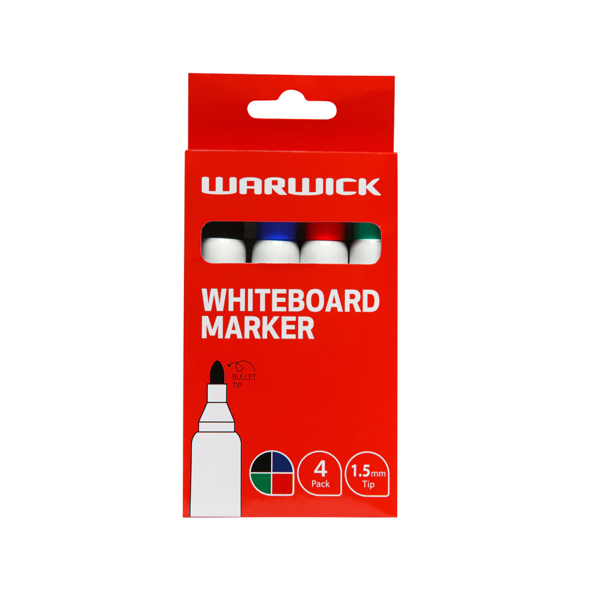Warwick Bullet Tip Assorted Whiteboard Markers Pack of 4 - Nail Gallerys