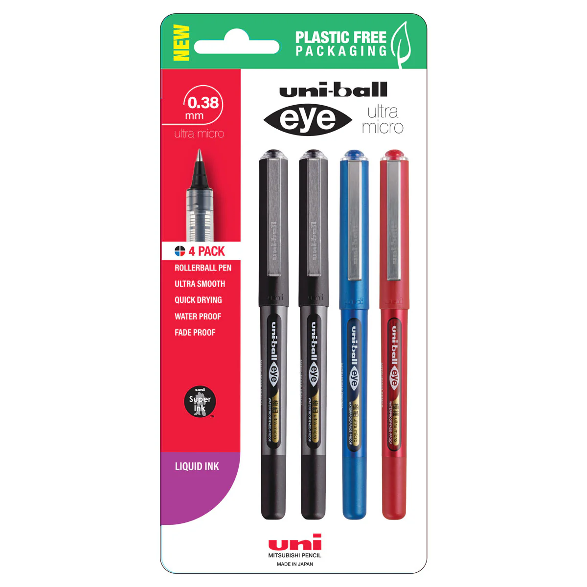 Uni Eye 0.38mm Ultra Micro Capped Assorted Pens Set of 4 - Nail Gallerys