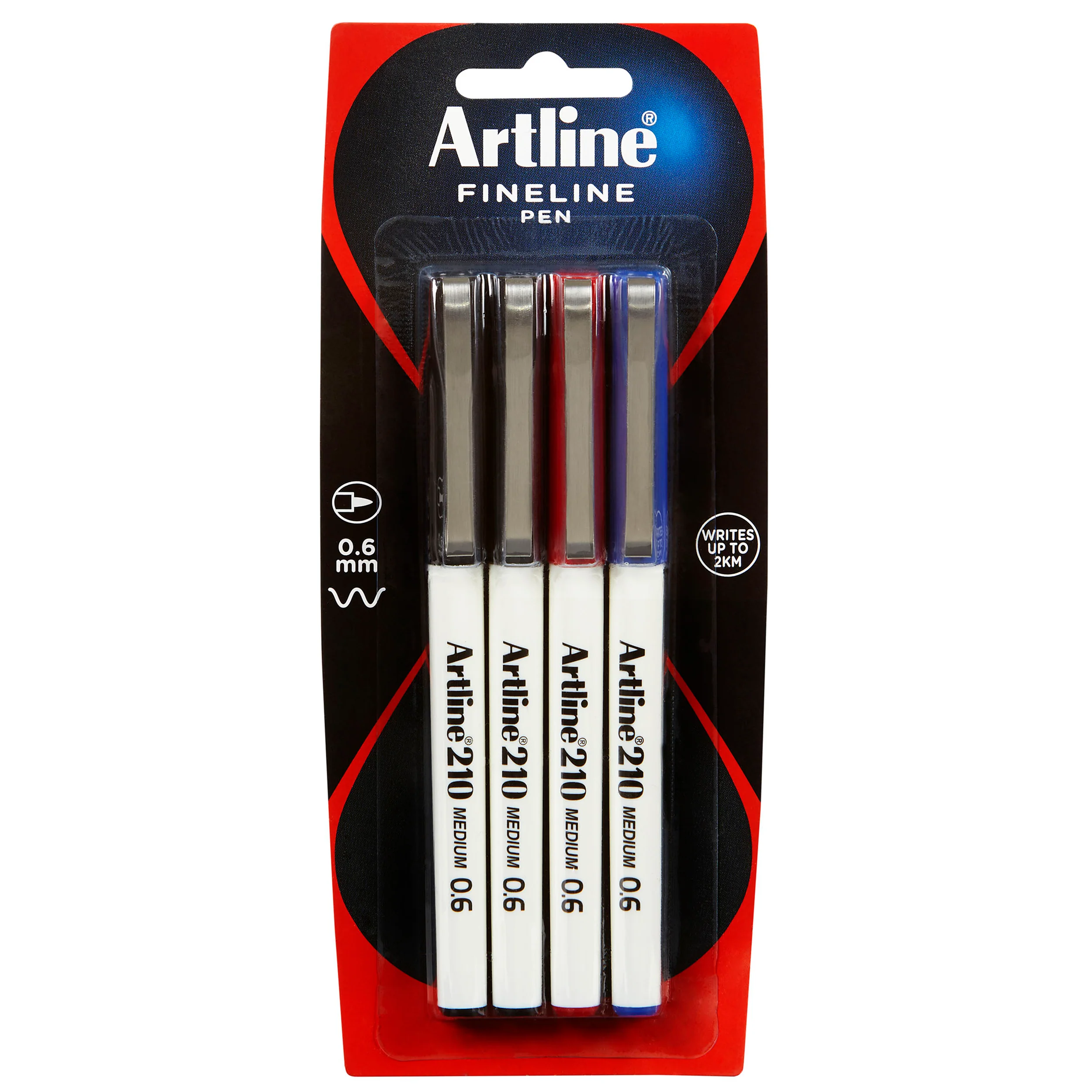 Artline 210 Fineliner Pen 0.6mm Assorted Pack Of 4 - Nail Gallerys