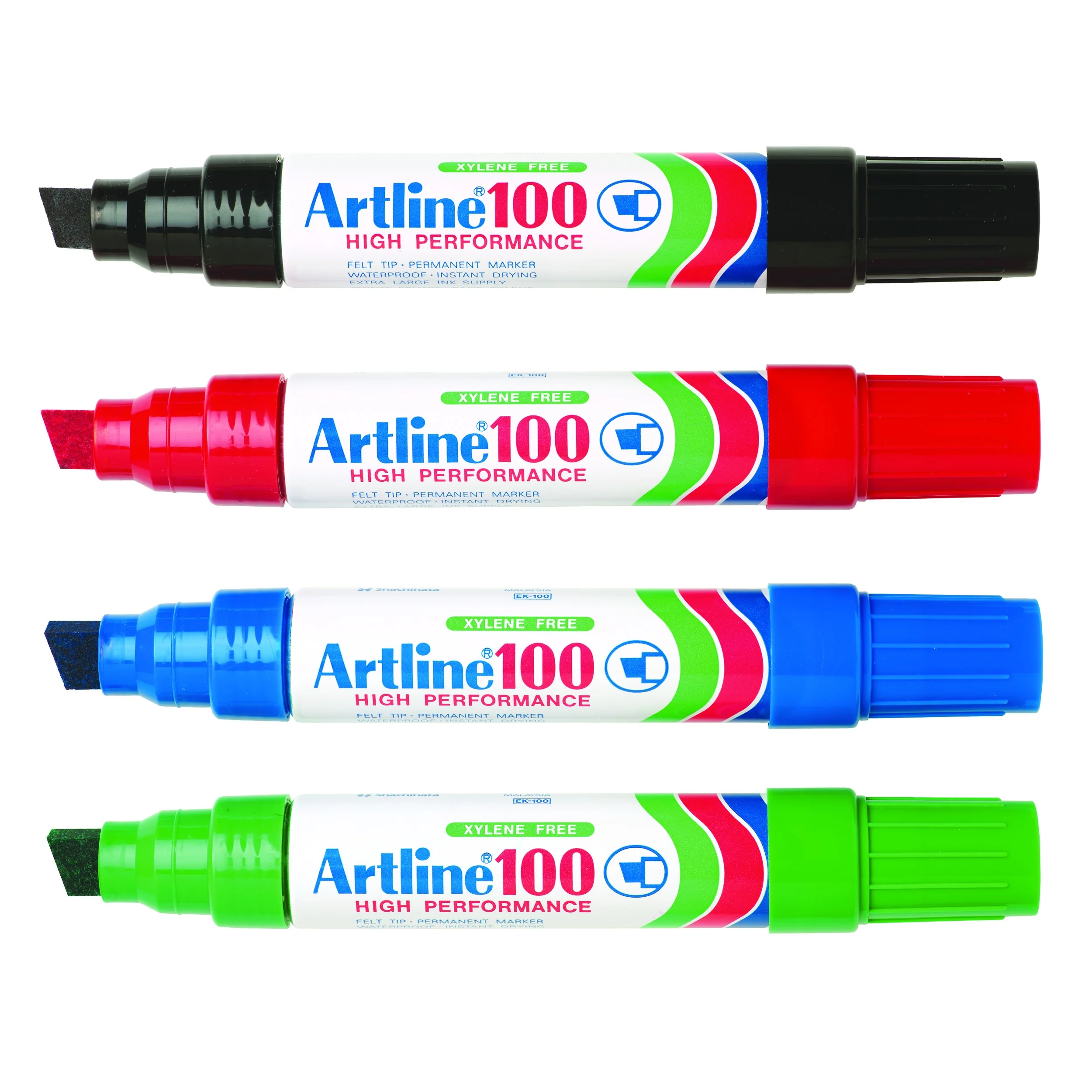 Artline 100 Permanent Marker 12mm Chisel Nib Assorted Pack Of 4 - Nail Gallerys