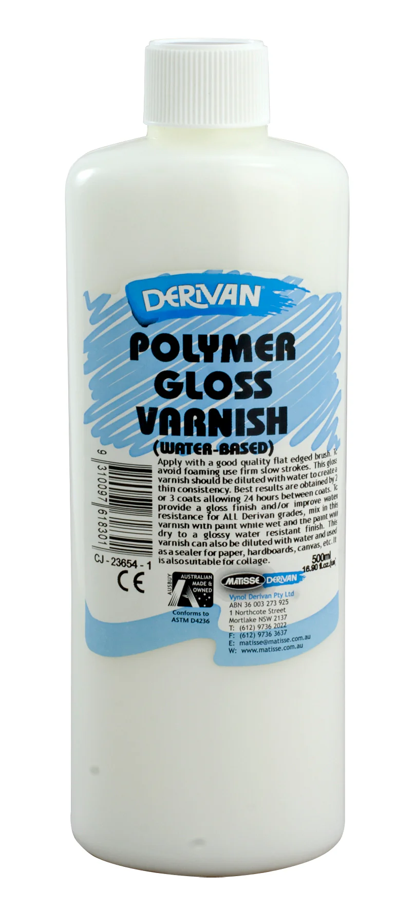 Derivan 500ml Polymer Gloss Varnish - Nail Gallerys