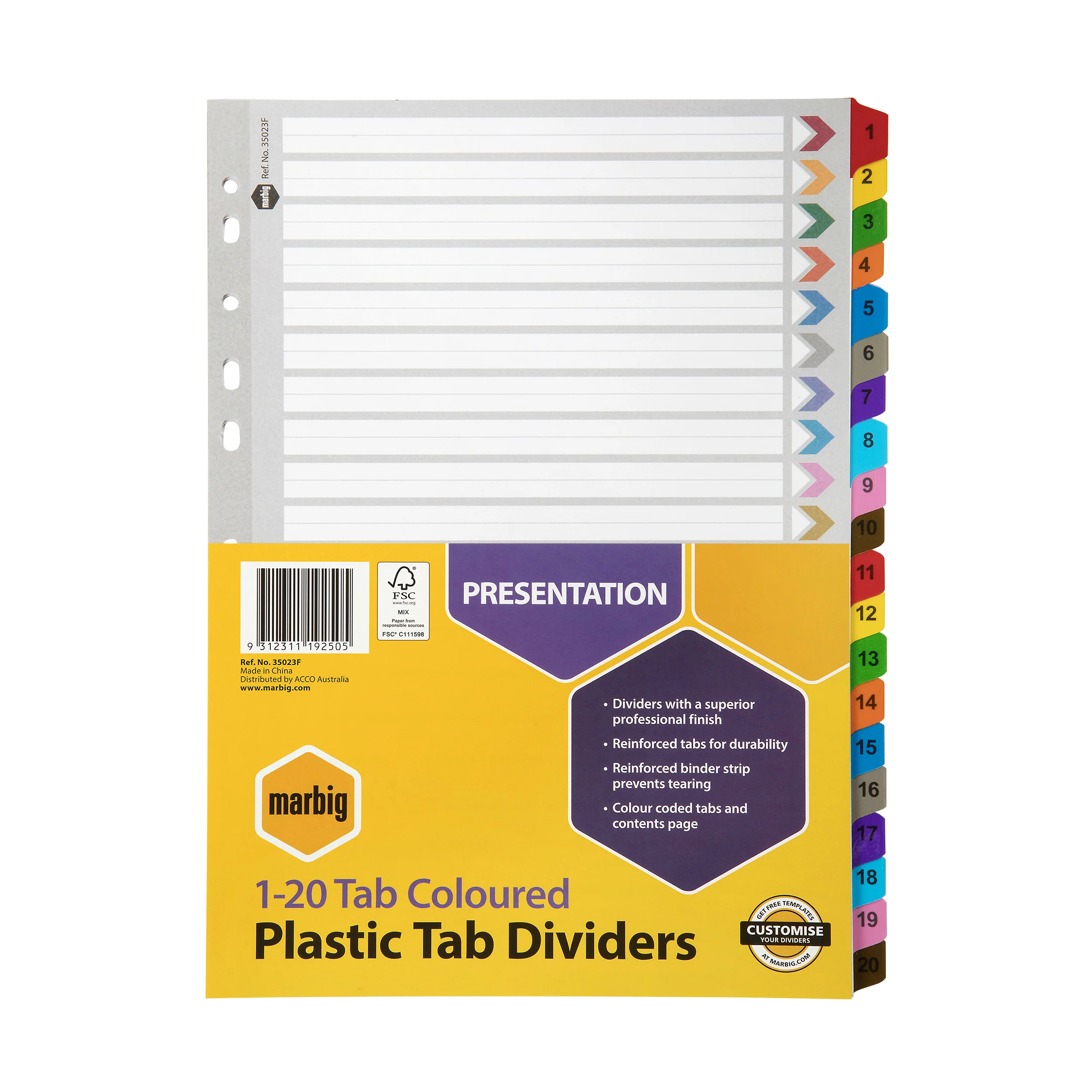 Marbig Indices & Dividers Tab Reinforced A4 Colour - Nail Gallerys
