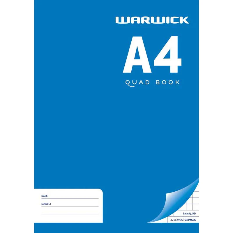 Warwick Exercise Book 32 Leaf A4 Quad 8mm - Nail Gallerys