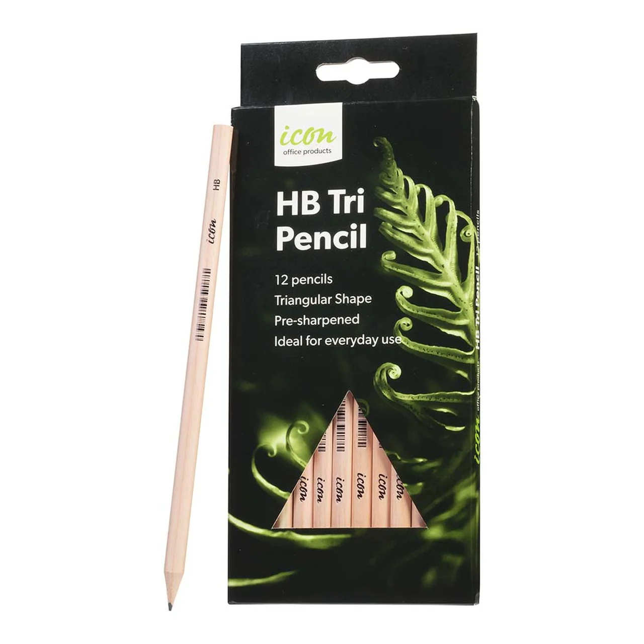 Icon Hb Pencil Triangular Natural - Pack Of 12 - Nail Gallerys