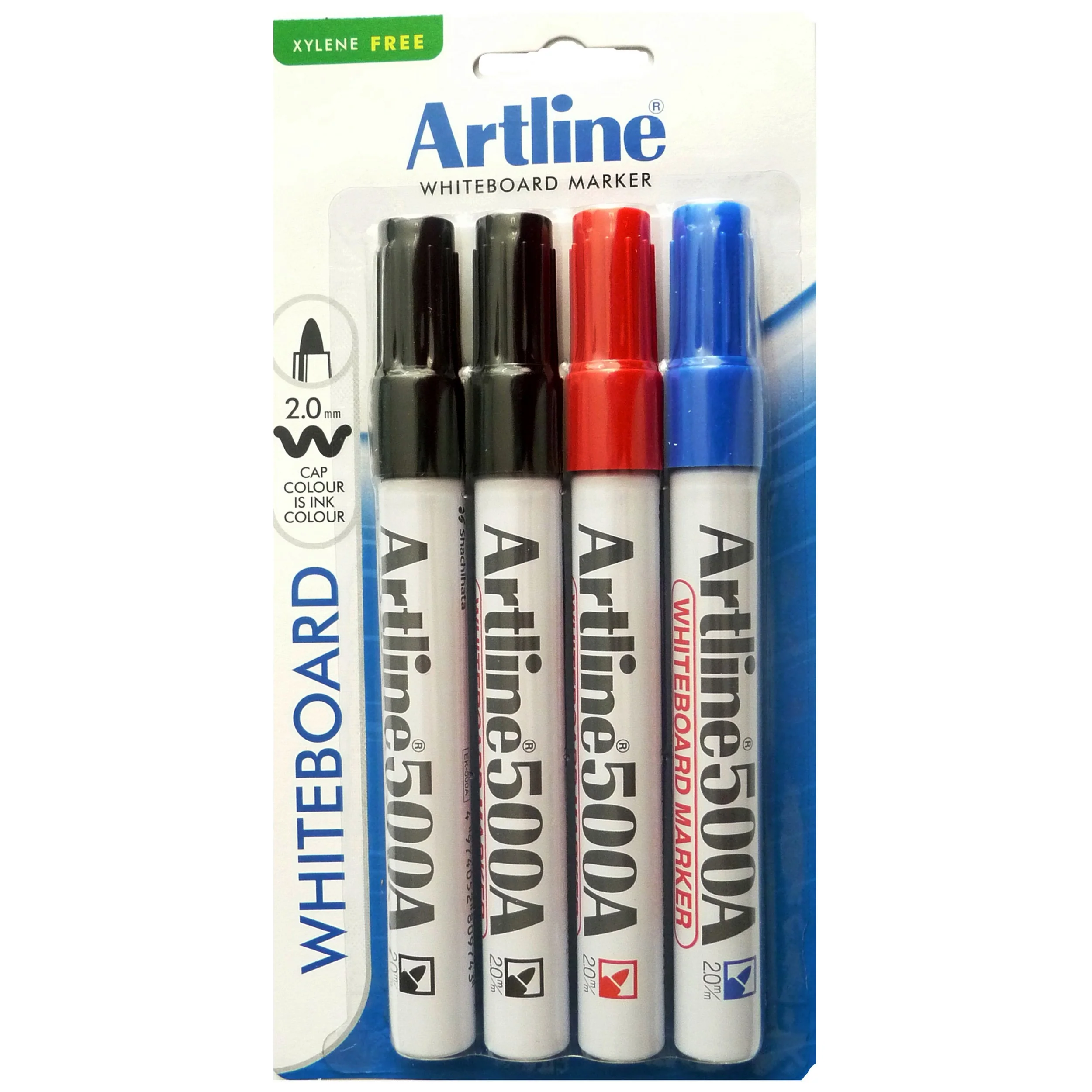 Artline 500a Whiteboard Marker 2mm Bullet Nib Assorted Pack Of 4 - Nail Gallerys