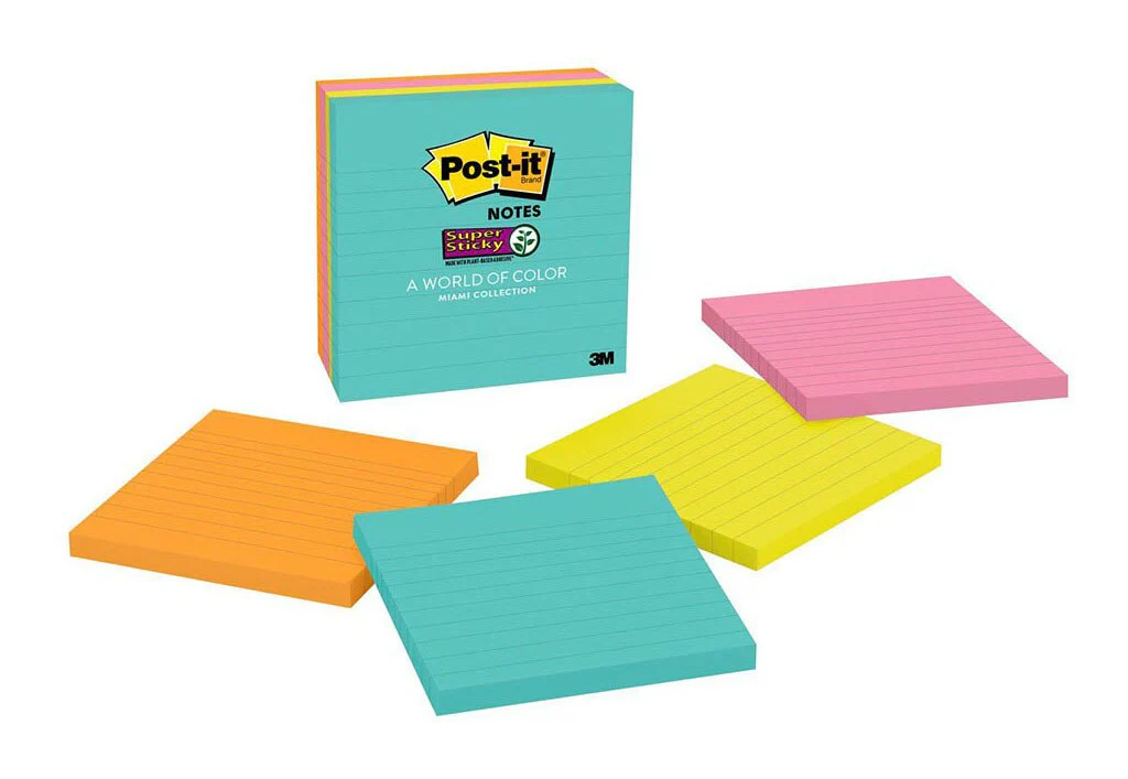 Post-it Super Sticky Notes 675-4ssmia Miami 101x101mm 90 Sheet Pads Pack Of 4 - Nail Gallerys