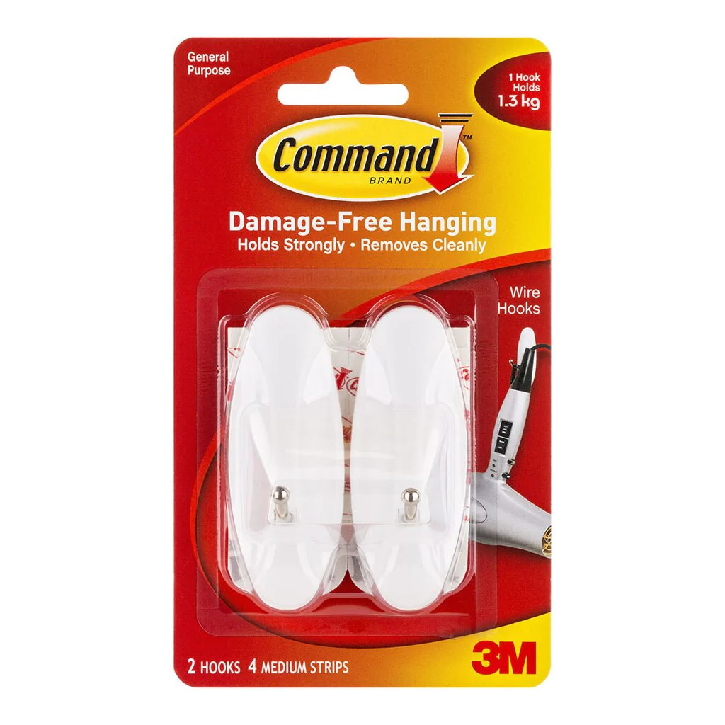 Command Hook 17068 Medium White Wire Pack Of 2 - Nail Gallerys