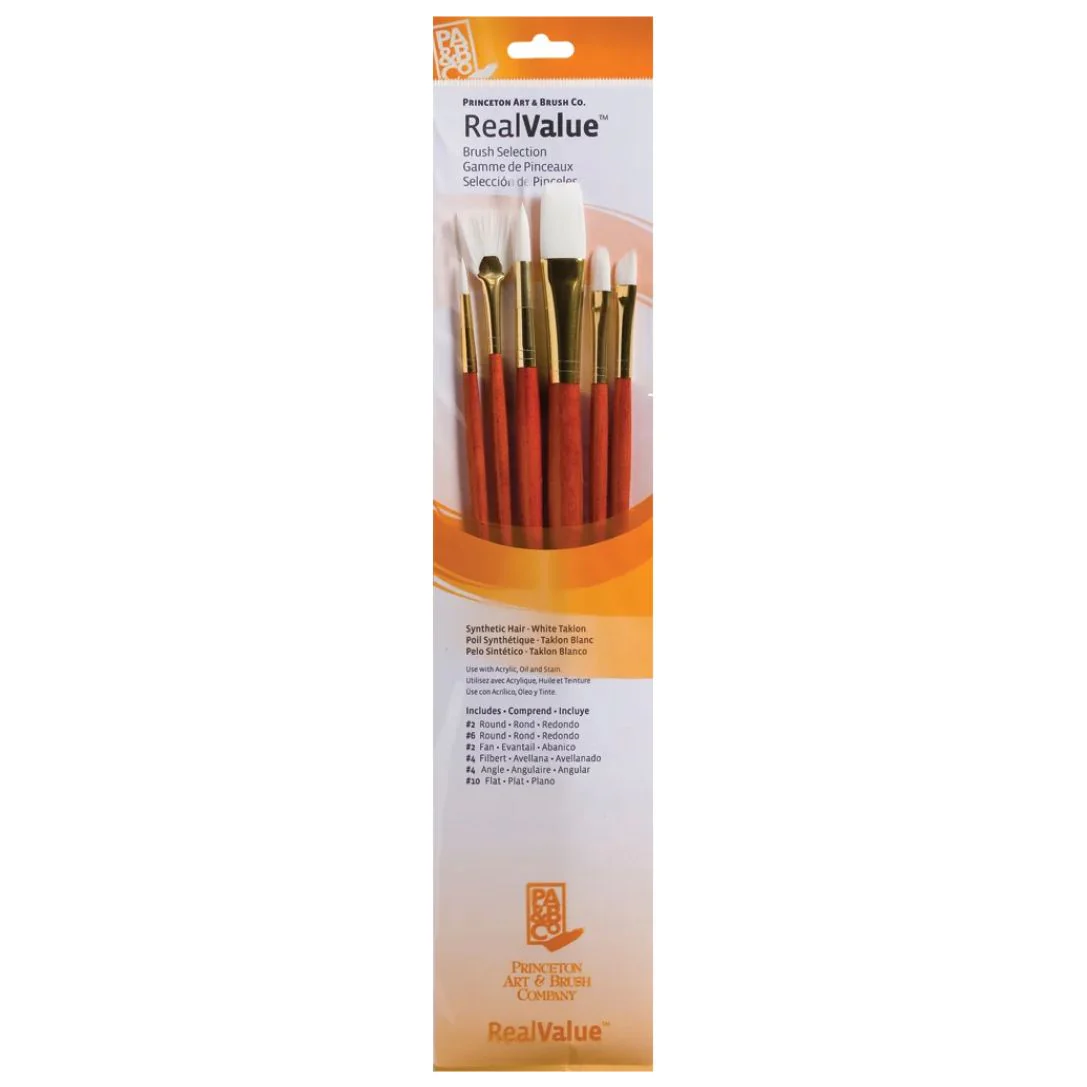 Princeton Real Value Synthetic White Taklon 9156 Brushes Set of 6 - Nail Gallerys