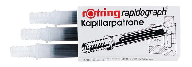 Rotring Pigment Ink Cartridge Black Pack Of 3 - Nail Gallerys