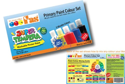 Fas Super Tempera Paint Primary Set 5x100ml - Nail Gallerys