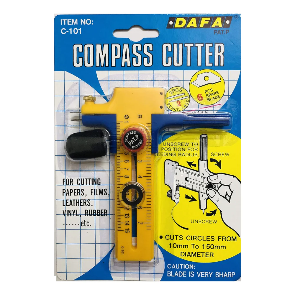 Dafa C-101 Compass Cutter 6 Blades 2 Leads - 1 to 15cm - Nail Gallerys
