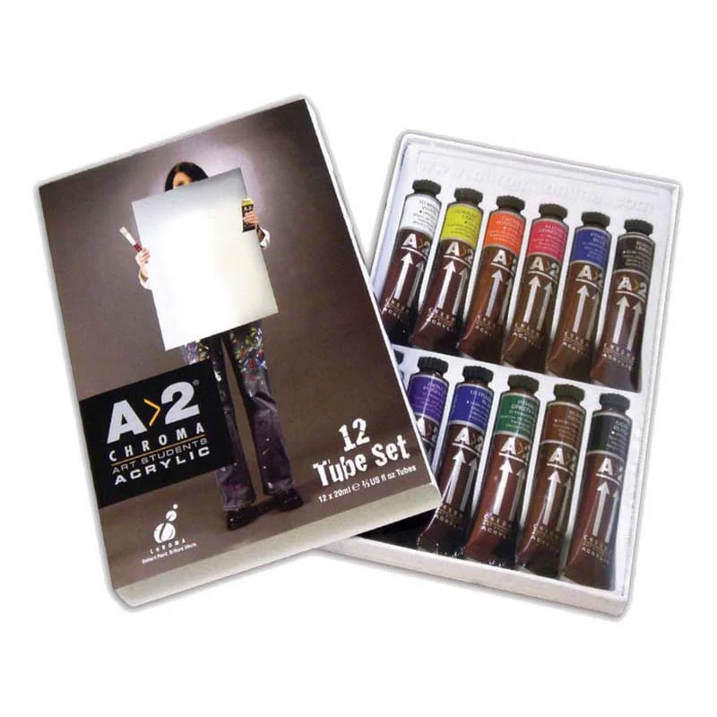 A2 Acrylic Lightfast Heavybody Paints Set of 12 X 20ml - Nail Gallerys