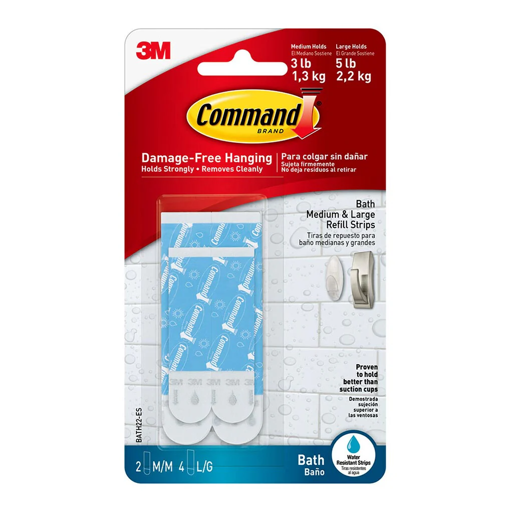 Command Bathroom Medium Large Refill Strips Pack of 6 - Nail Gallerys