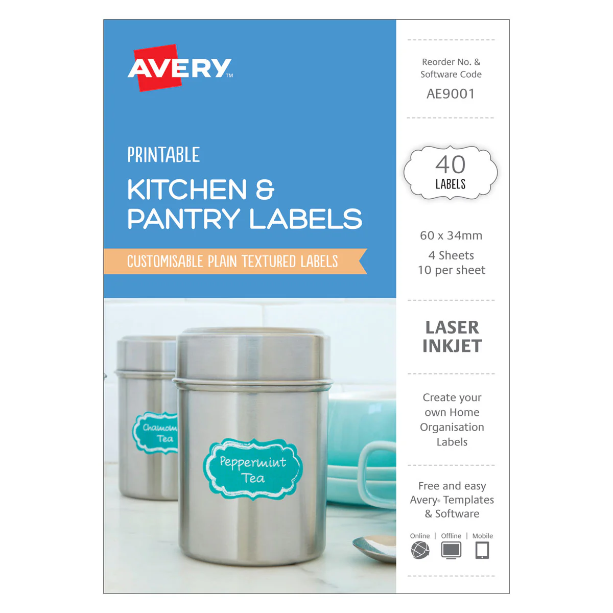 Avery Kitchen & Pantry Labels Oval 60x34mm 10up 4 Sheets - Nail Gallerys