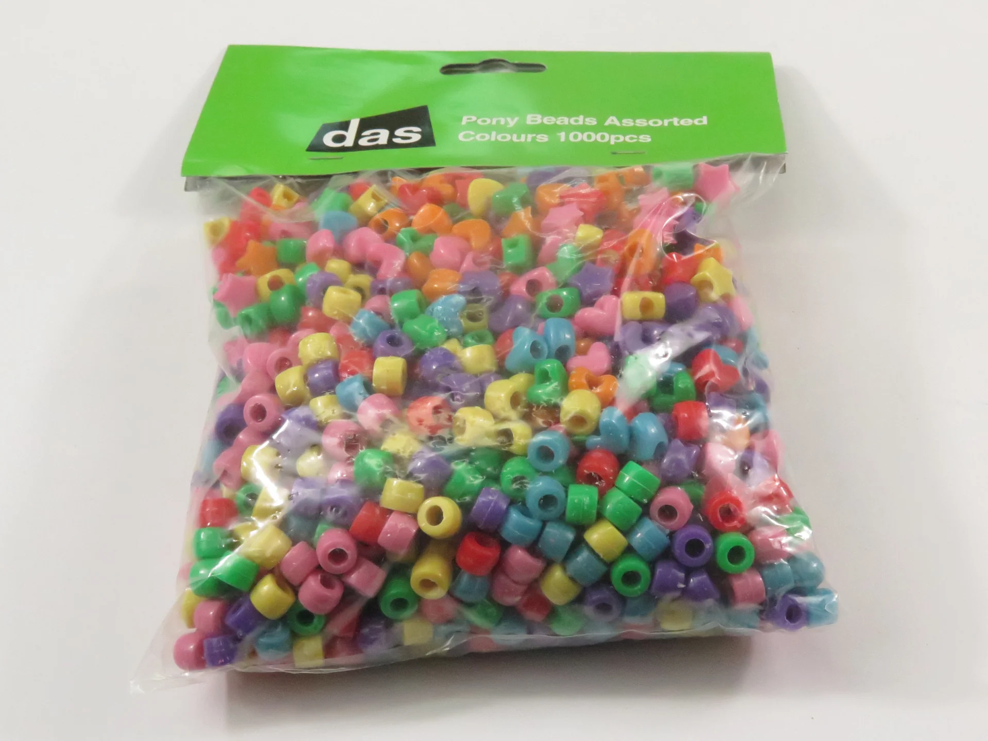 Das Pony Beads Assorted Colours Pack Of 1000 - Nail Gallerys