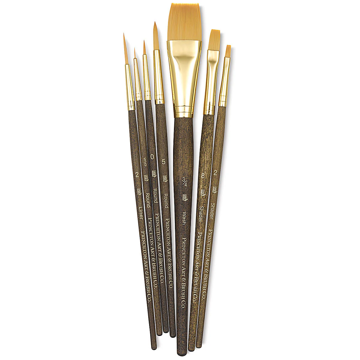 Princeton Real Value Synthetic Golden Taklon 9141 Brushes Set Of 7 - Nail Gallerys
