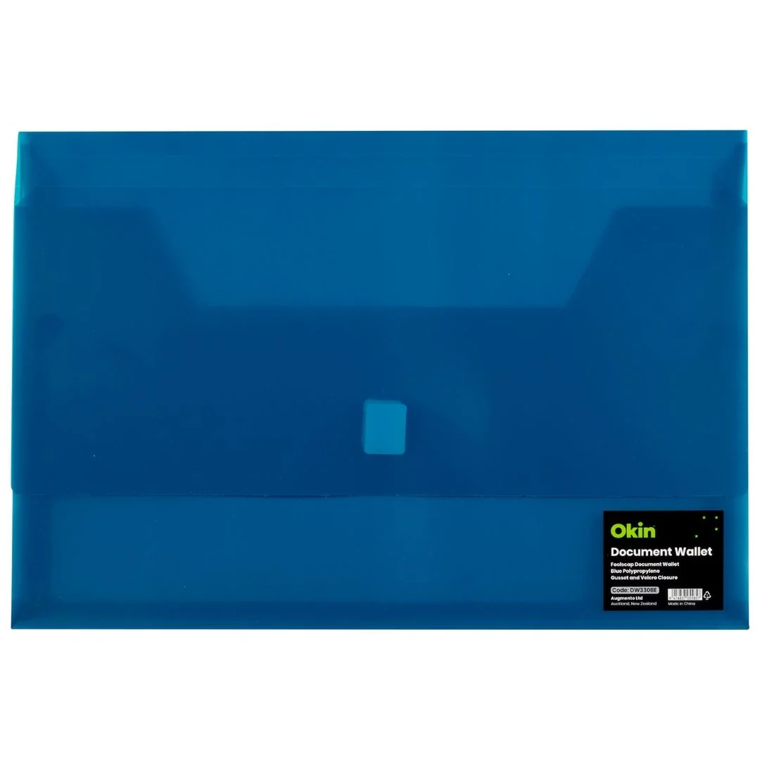 Okin Document Wallet Foolscap Velcro Closure - Nail Gallerys