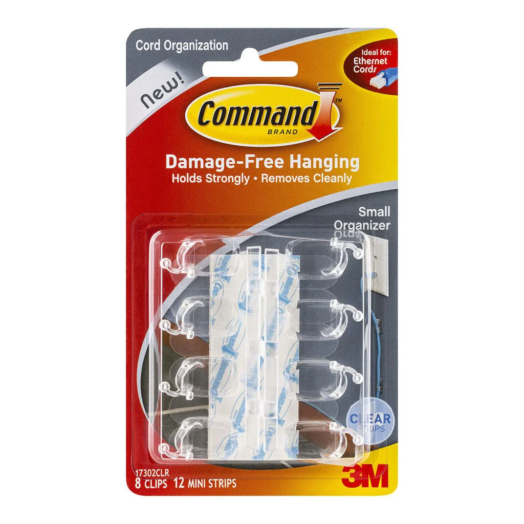 Command Clips Cord Organiser 17302clr Small Clear Pack Of 8 - Nail Gallerys