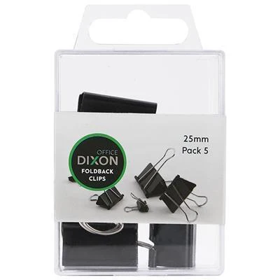 Dixon Foldback Clips Size 25mm Pack 5 Black - Nail Gallerys