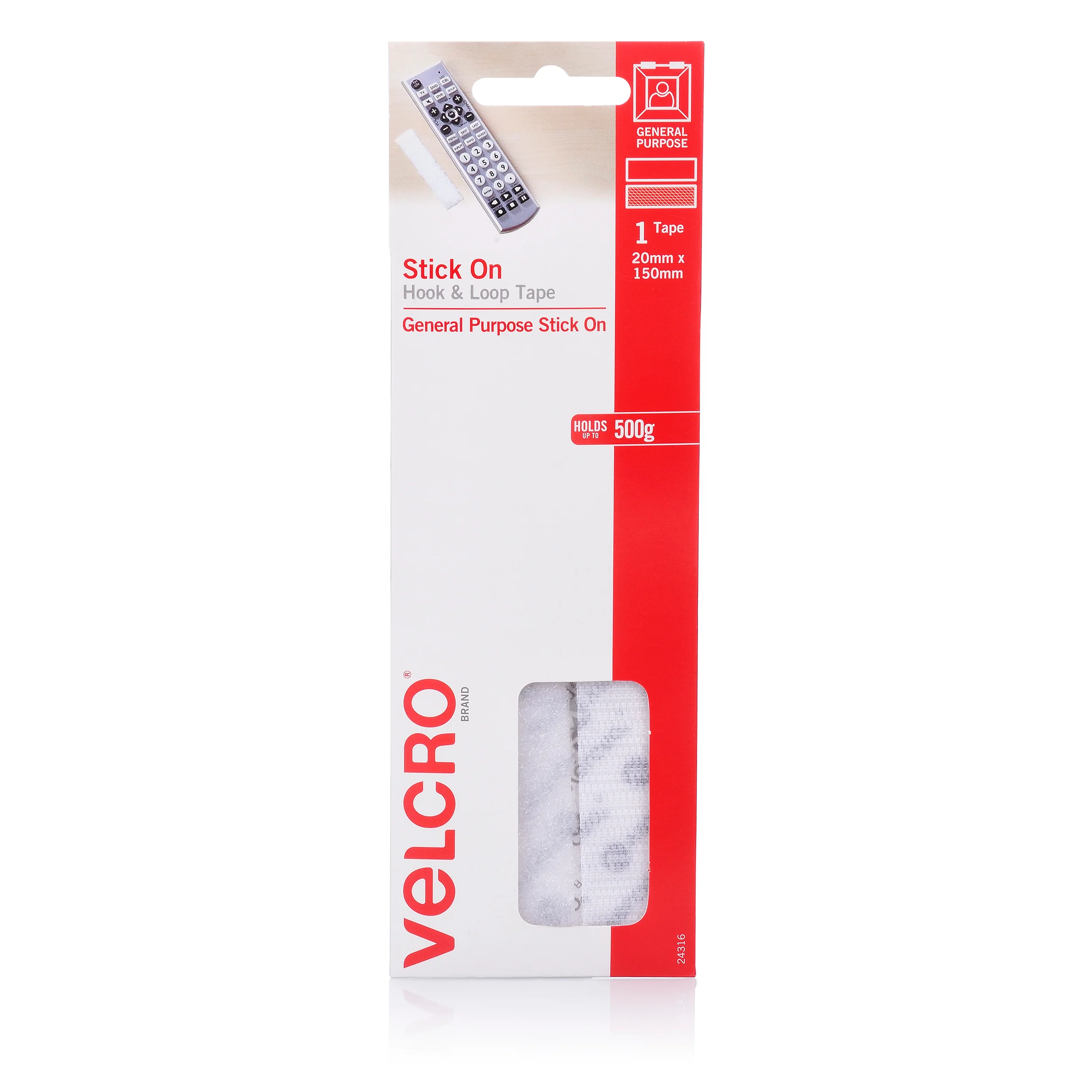 Velcro  Brand Stick On Hook & Loop Strips 20mmx150mm White - Nail Gallerys