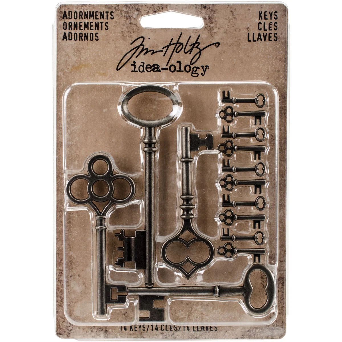 Tim Holtz Idea-Ology Metal Adornments Silver Keys 14 Pieces - Nail Gallerys