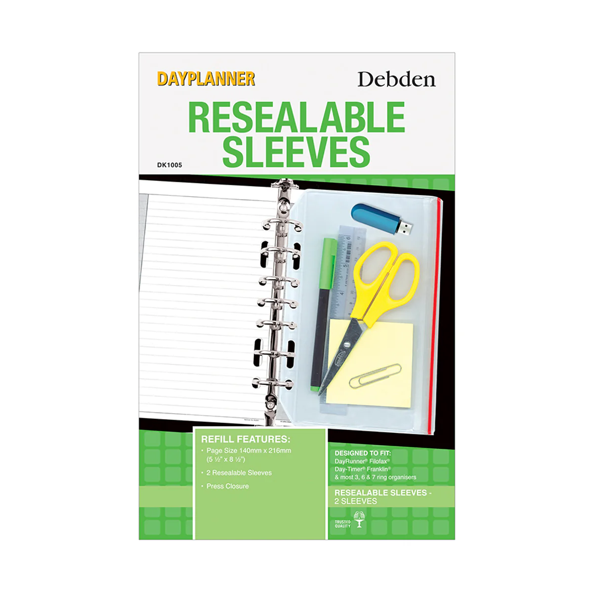 Debden Desk Resealable Sleeves Dayplanner Refill 2 Pack - Nail Gallerys