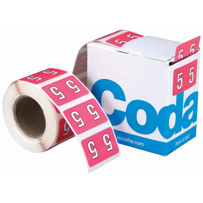 Codafile Label Numeric 5 25mm Roll 500 - Nail Gallerys