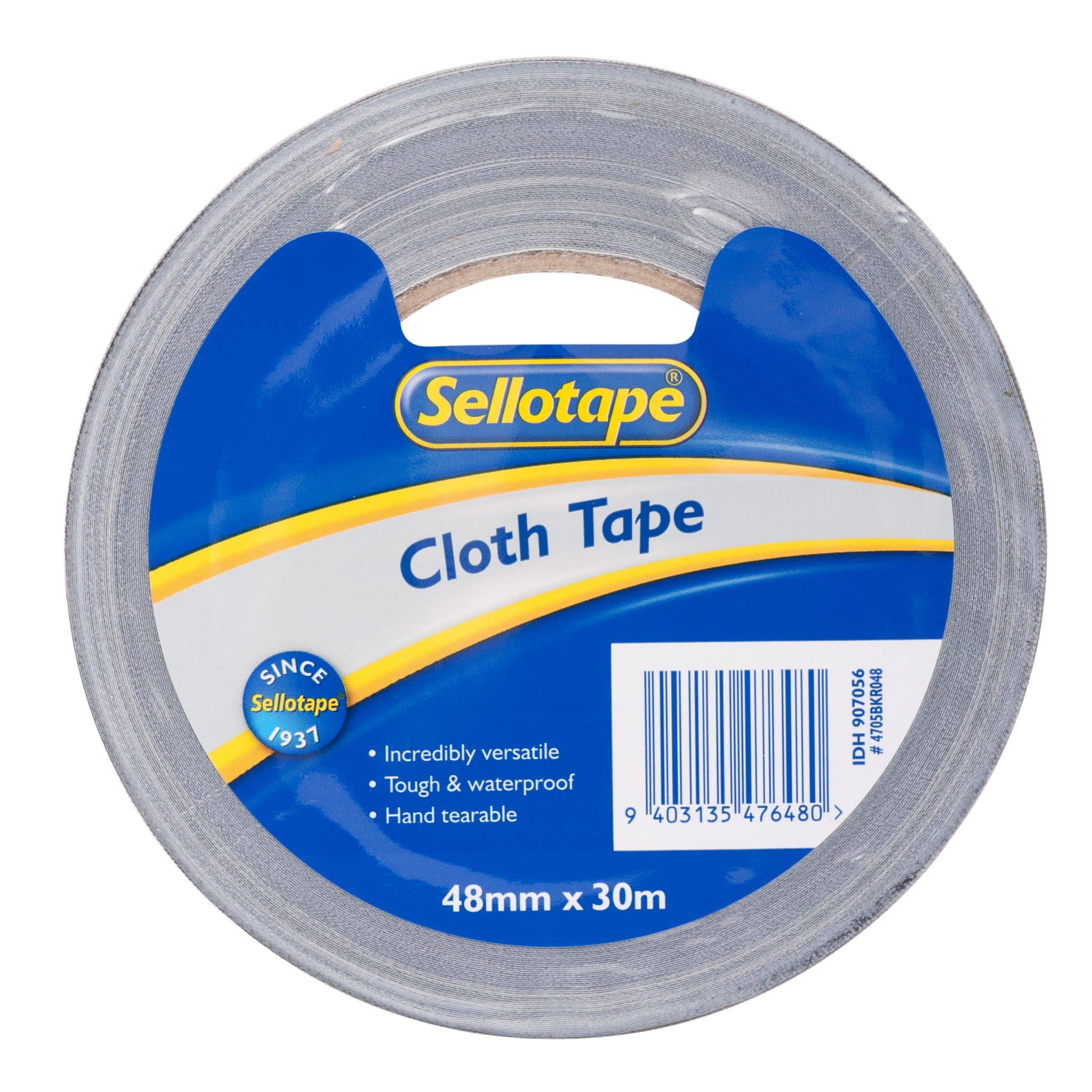 Sellotape 4705BKR Cloth Black Wr 48mmx30m - Nail Gallerys