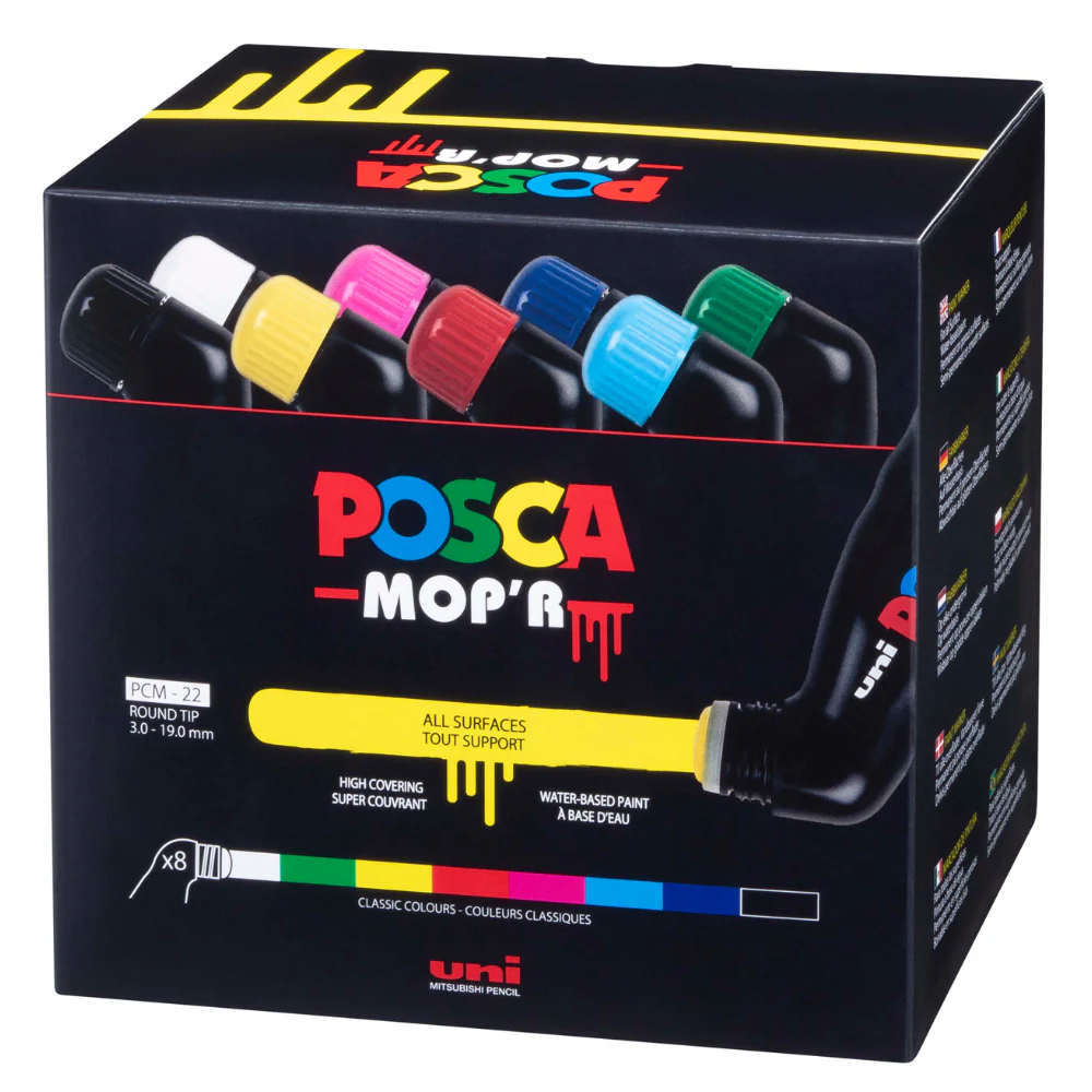 Uni Posca 3-19mm Mop'r Assorted Markers Set Of 8 - Nail Gallerys