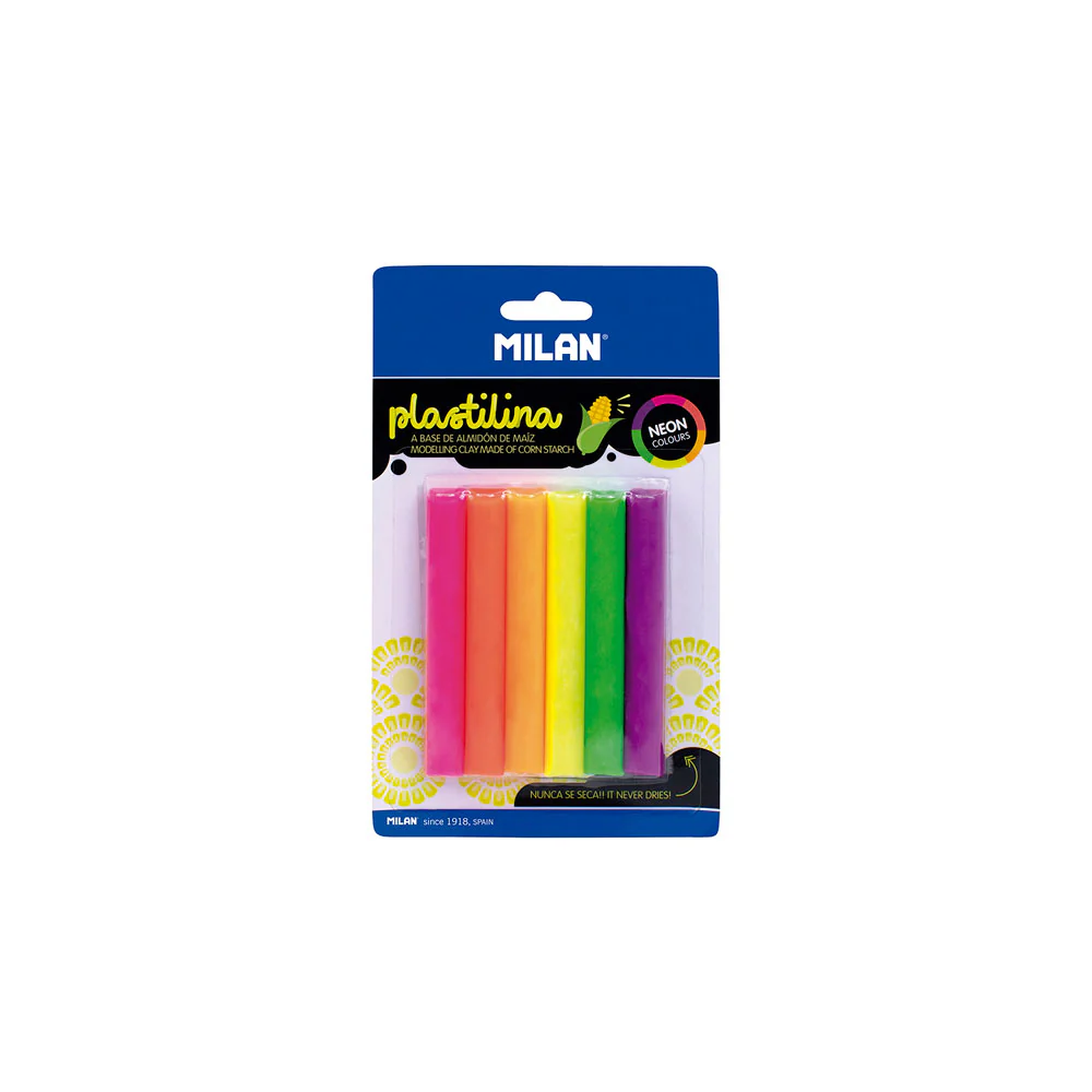 Milan Plastilina Neon Modelling Clay Pack of 6 Colours - Nail Gallerys