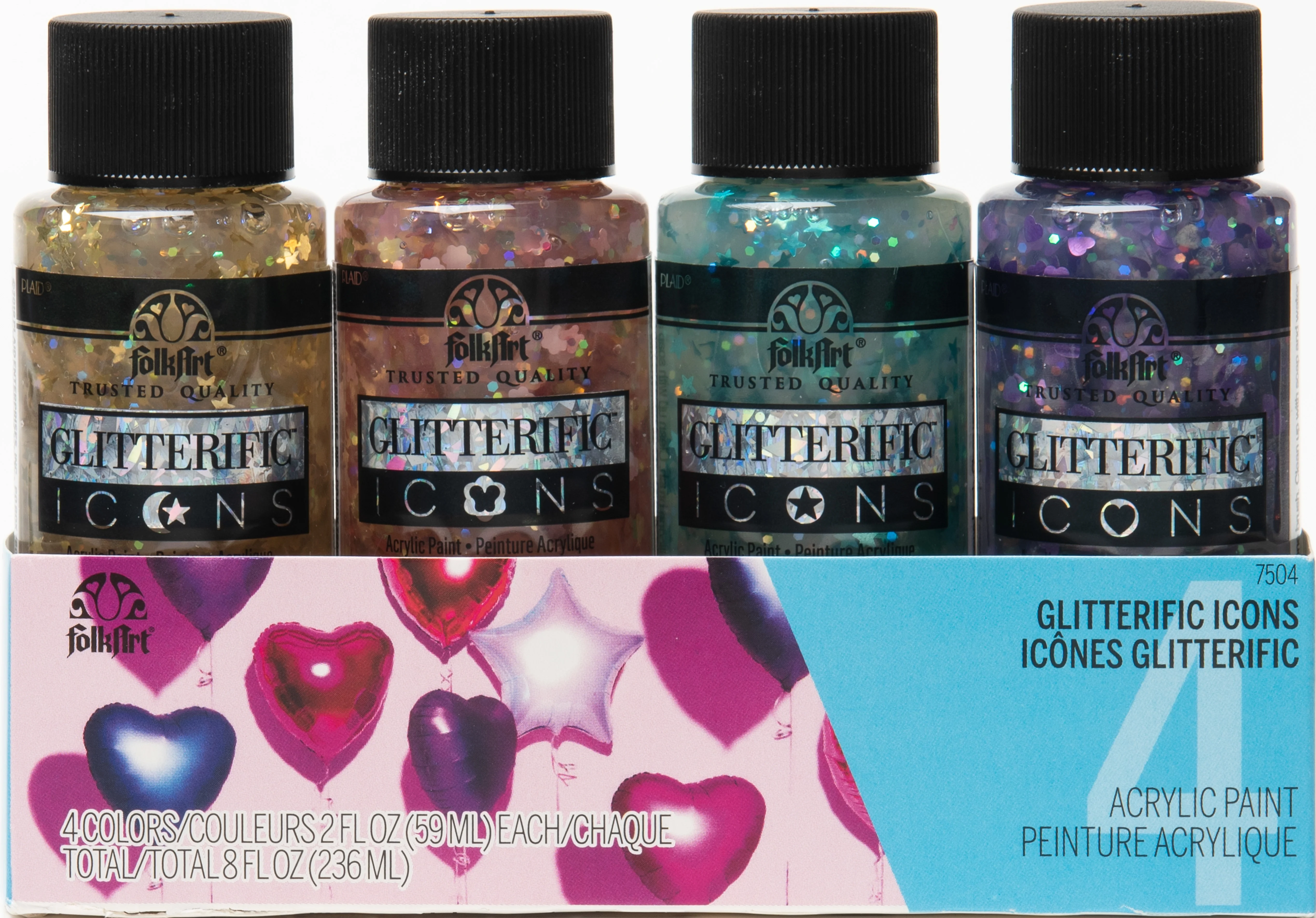FolkArt Glitterific Icons 59ml Acrylic Paints - Set Of 4 - Nail Gallerys